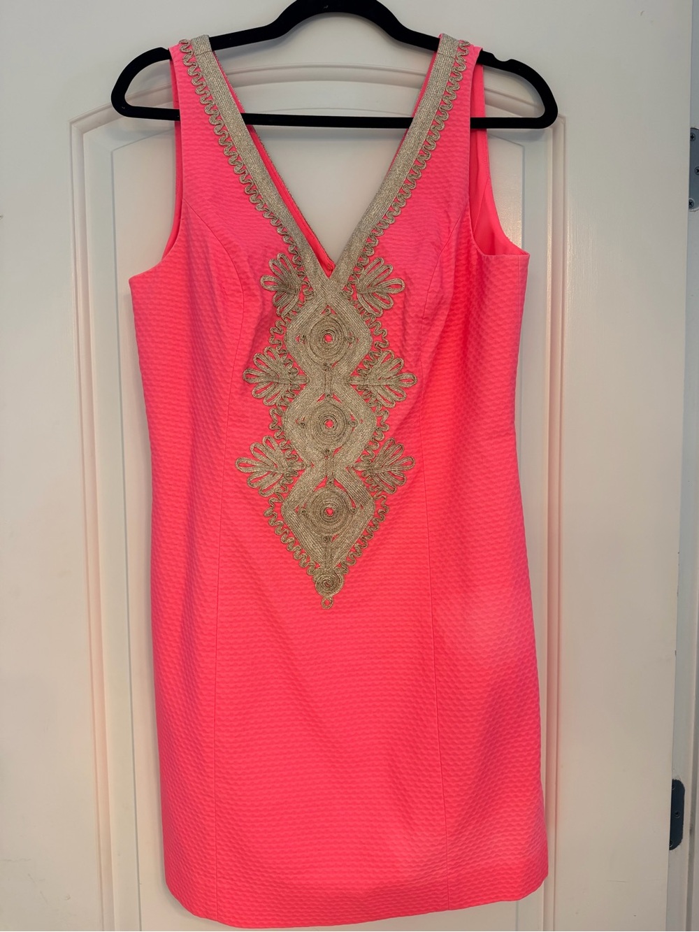 Lilly Pulitzer Pink with Gold Embroidery Shift Dress 6